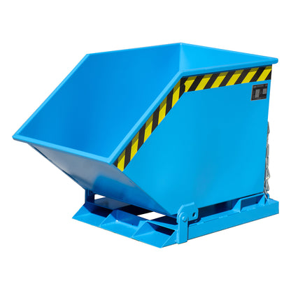 Tilting skip for metal swarf, capacity 250 litres, light blue.