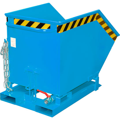 Tilting skip for metal swarf, capacity 250 litres, light blue.