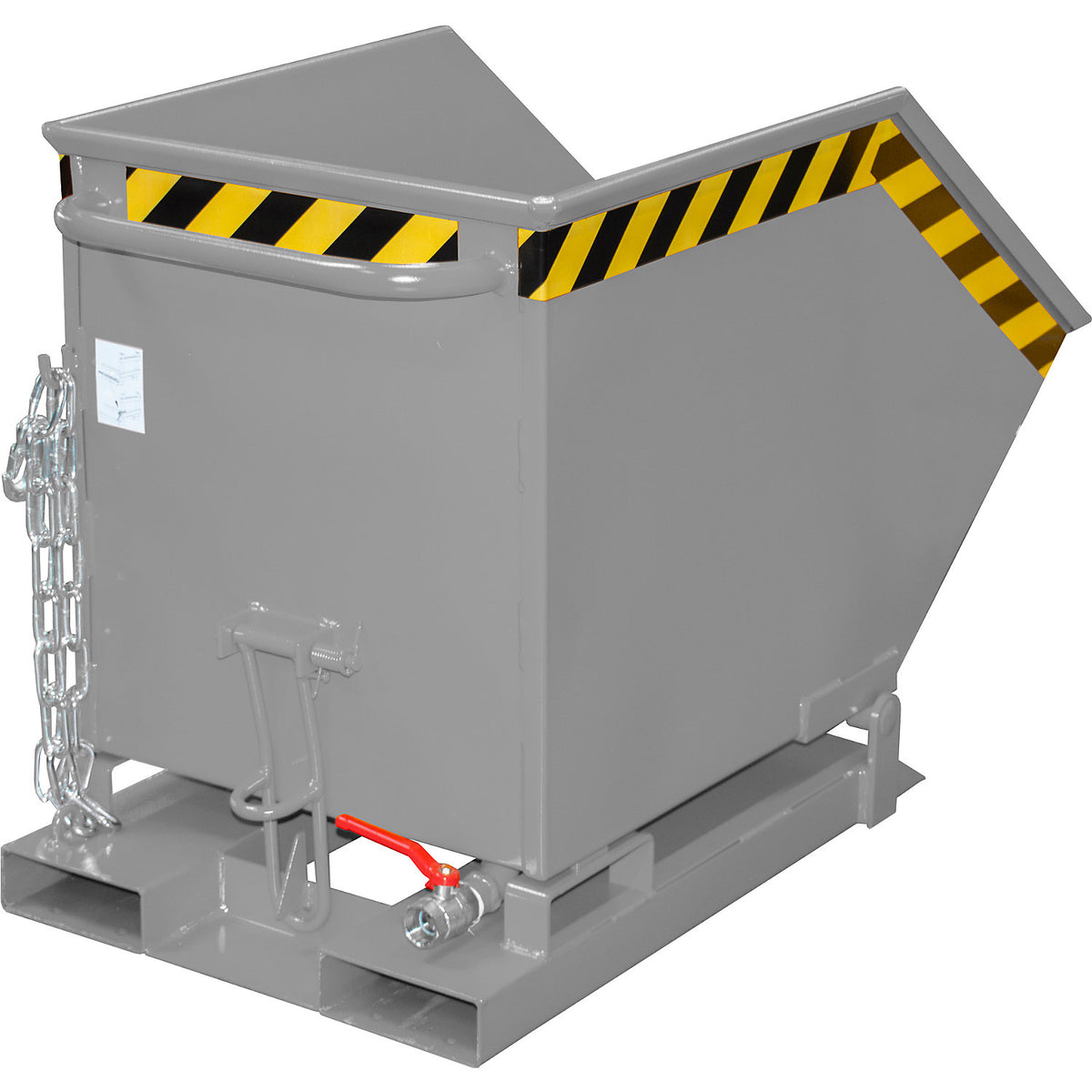 Tilting skip for metal swarf, capacity 250 litres, mouse grey.