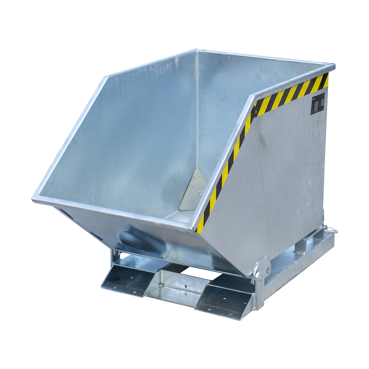 Tilting skip for metal swarf, capacity 250 litres, hot dip galvanised.
