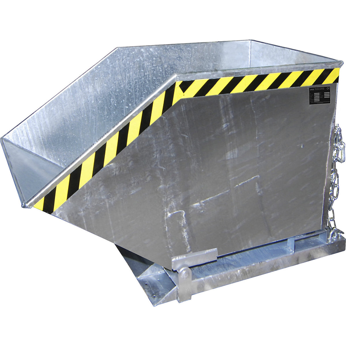 Tilting skip for metal swarf, capacity 250 litres, hot dip galvanised.