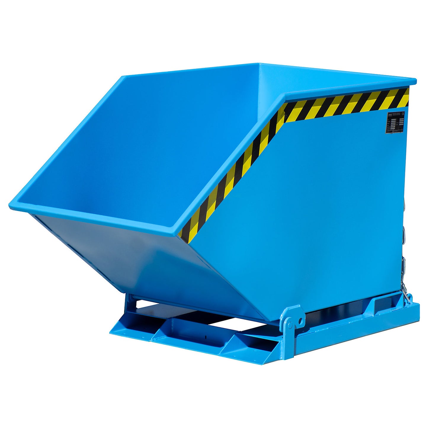 Tilting skip for metal swarf, capacity 400 litres, light blue.