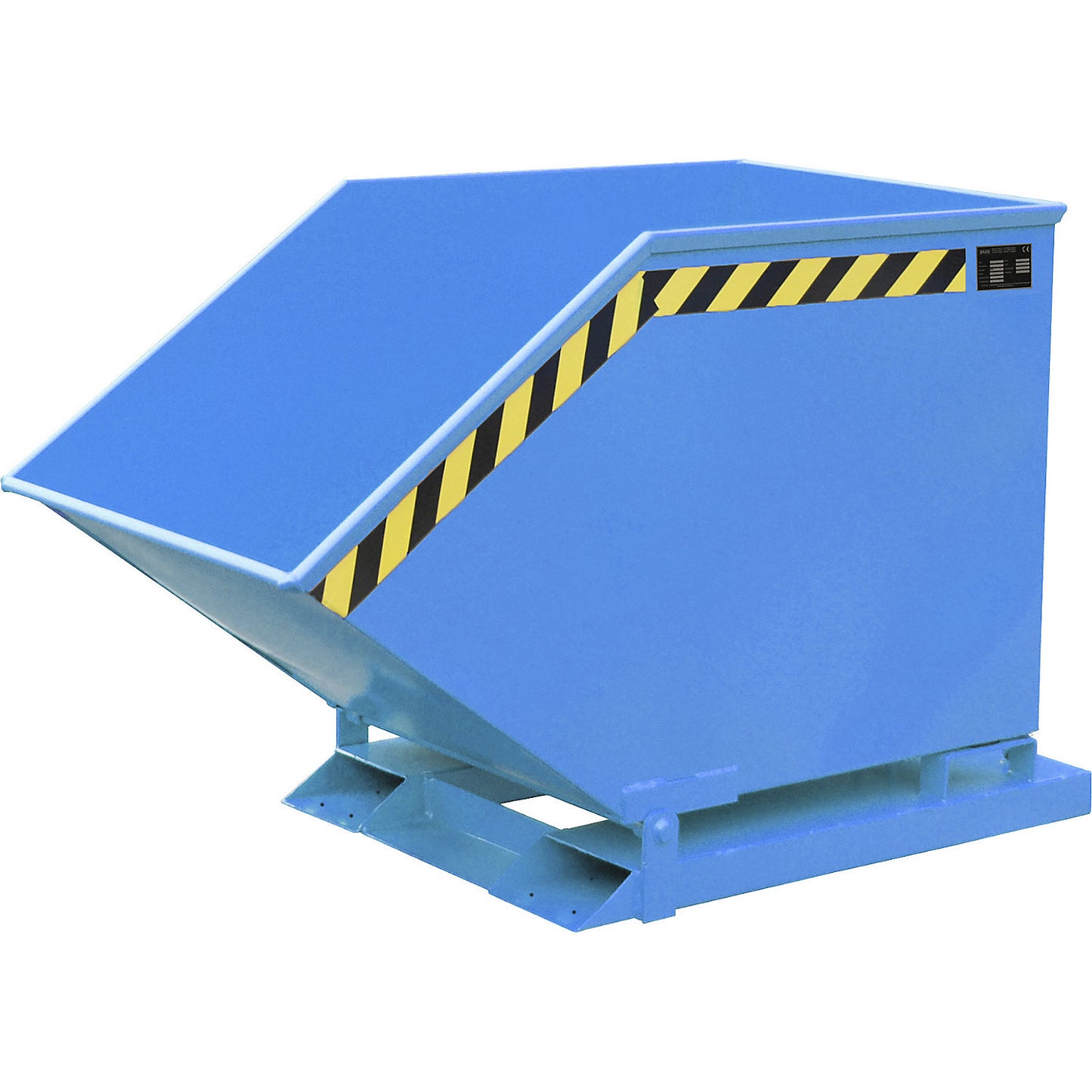Tilting skip for metal swarf, capacity 400 litres, light blue.