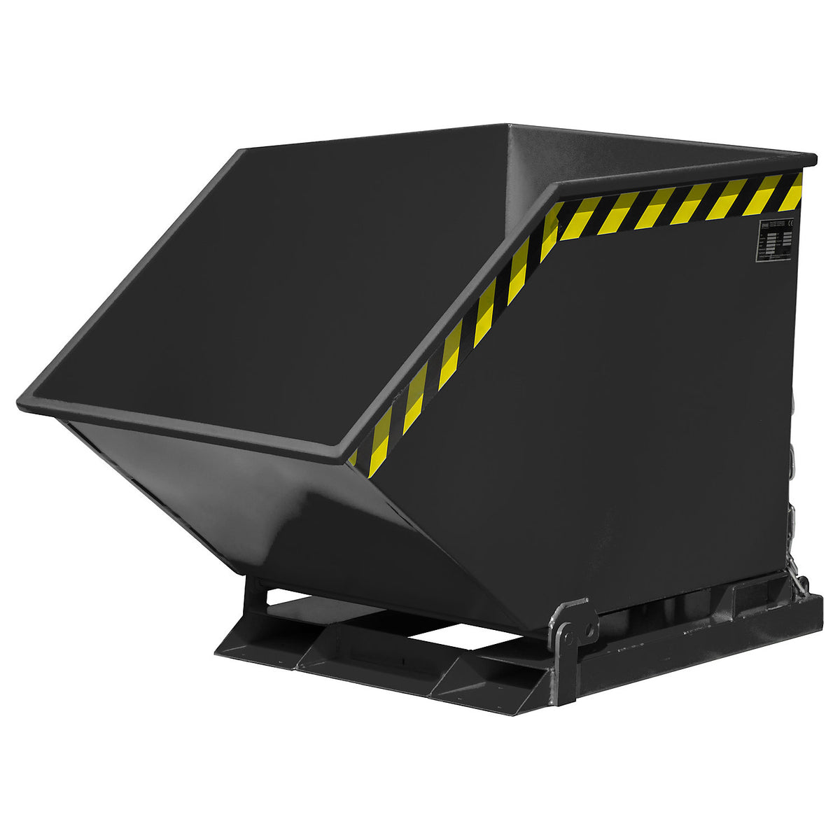 Tilting skip for metal swarf, capacity 400 litres, black grey.