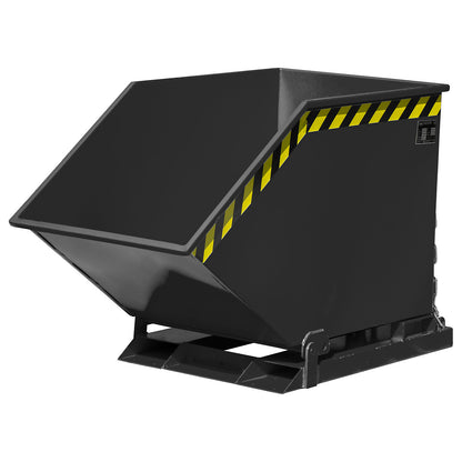 Tilting skip for metal swarf, capacity 400 litres, black grey.