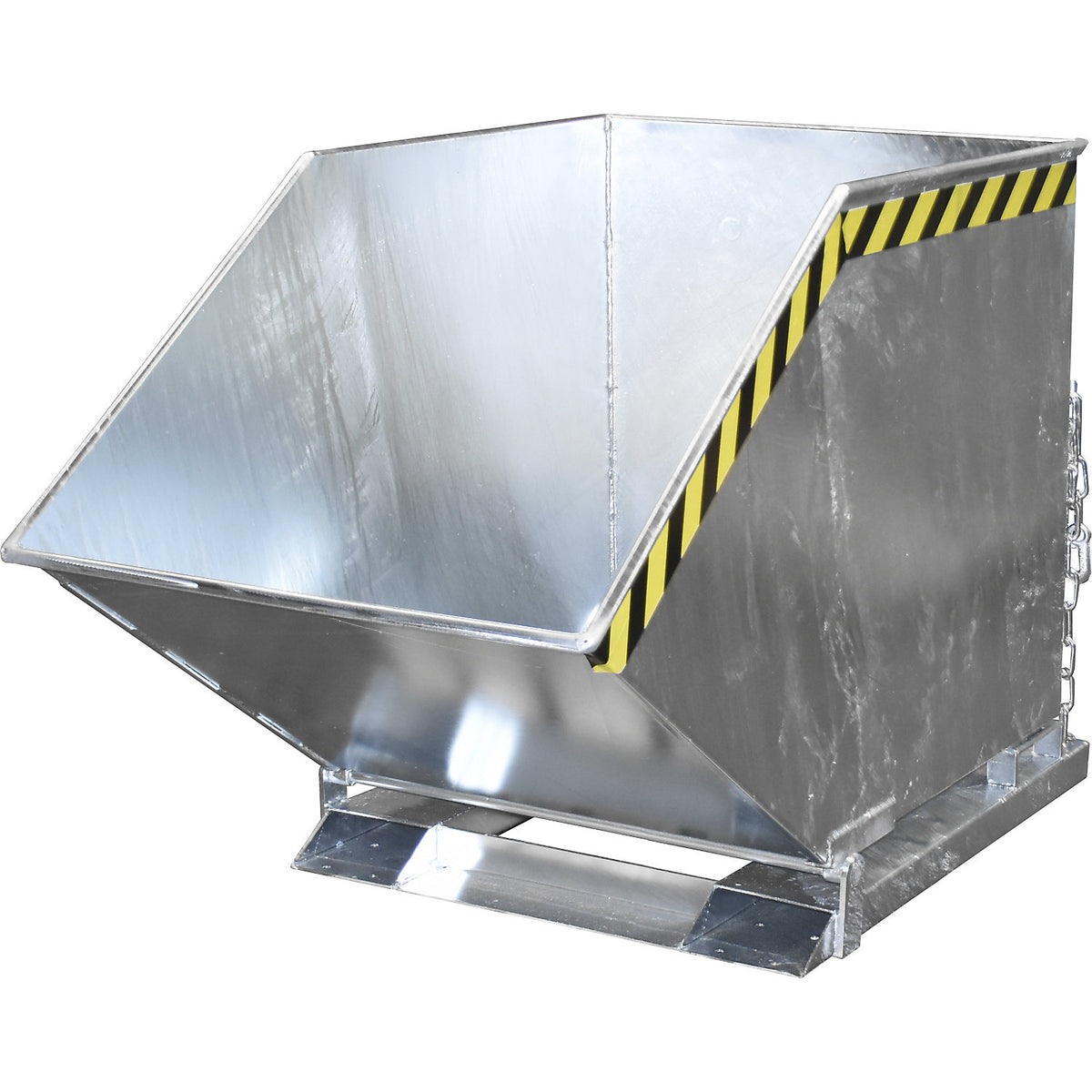 Tilting skip for metal swarf, capacity 600 litres, hot dip galvanised.