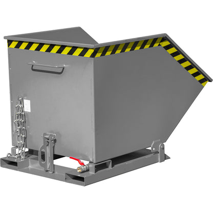 Tilting skip for metal swarf, capacity 600 litres, mouse grey.