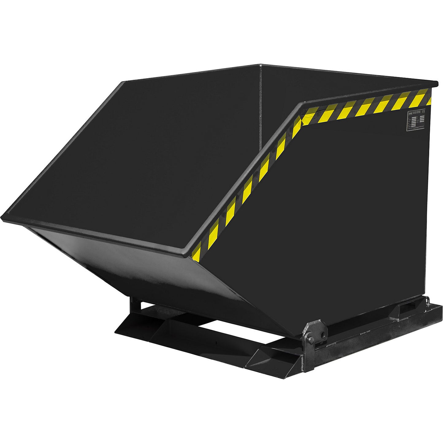 Tilting skip for metal swarf, capacity 600 litres, black grey.