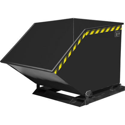 Tilting skip for metal swarf, capacity 600 litres, black grey.