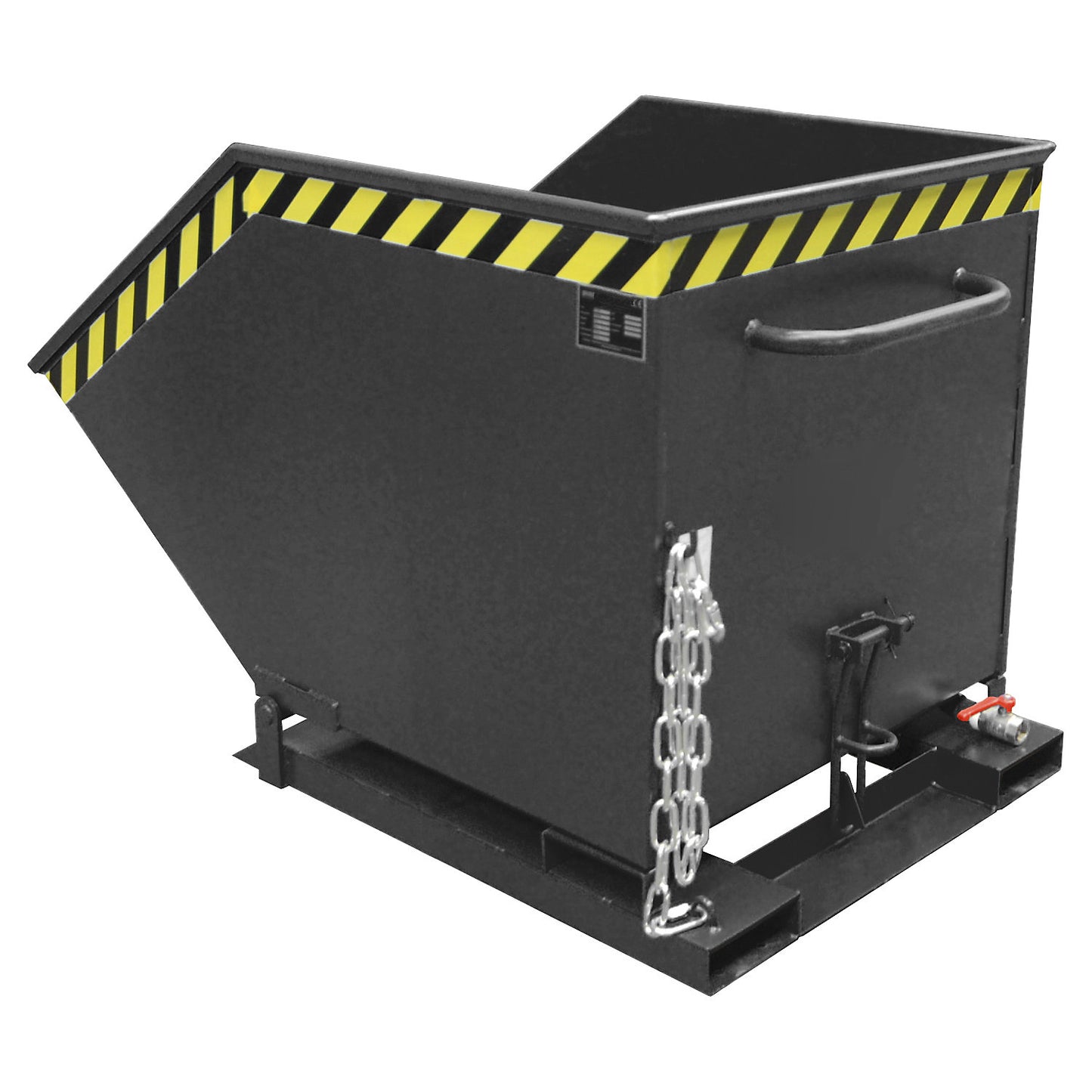 Tilting skip for metal swarf, capacity 600 litres, black grey.