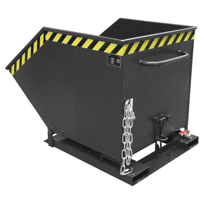 Tilting skip for metal swarf, capacity 600 litres, black grey.