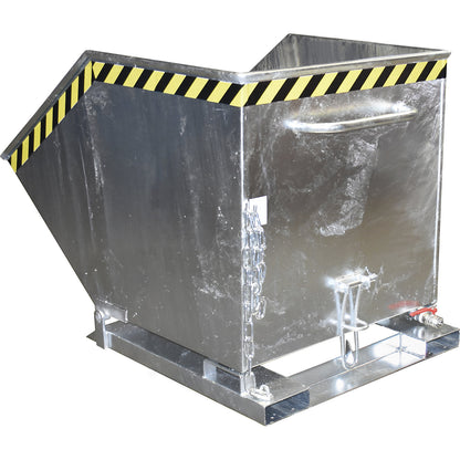 Tilting skip for metal swarf, capacity 800 litres, hot dip galvanised.