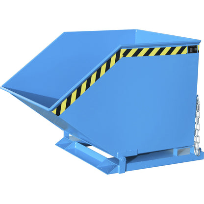 Tilting skip for metal swarf, capacity 800 litres, light blue RAL.
