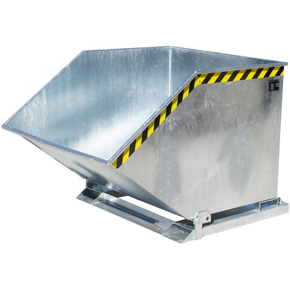 Tilting skip for metal swarf, capacity 1000 litres, hot dip galvanised.