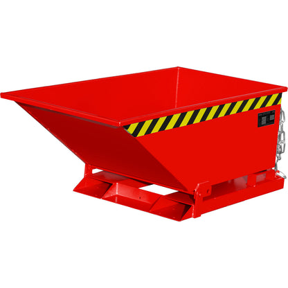 Tilting skip for metal swarf, low profile design, capacity 250 litres, flame red.