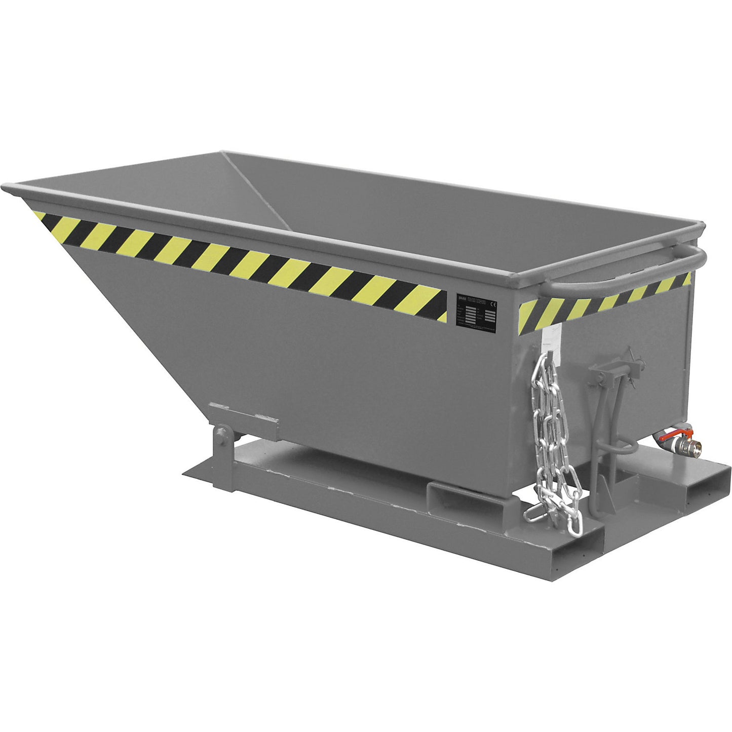 Tilting skip for metal swarf, low profile design, capacity 250 litres, mouse grey.