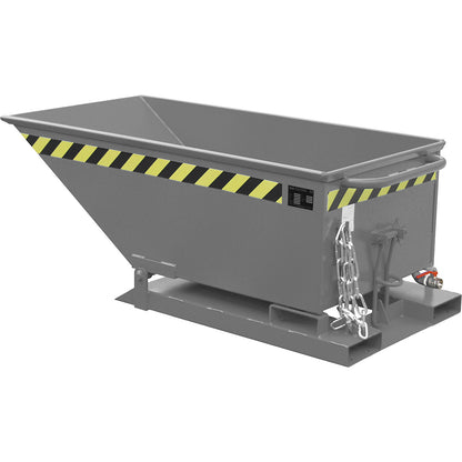 Tilting skip for metal swarf, low profile design, capacity 250 litres, mouse grey.