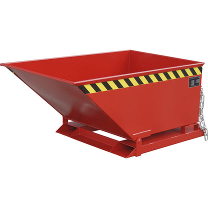 Tilting skip for metal swarf, low profile design, capacity 400 litres, flame red.