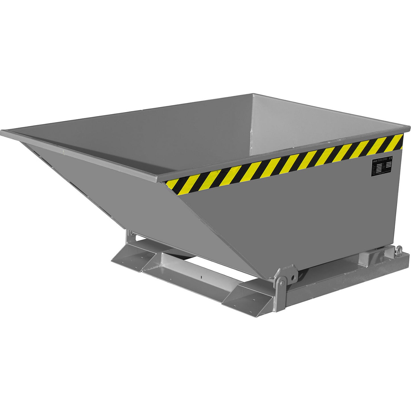 Tilting skip for metal swarf, low profile design, capacity 400 litres, mouse grey.
