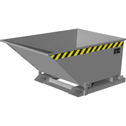 Tilting skip for metal swarf, low profile design, capacity 400 litres, mouse grey.