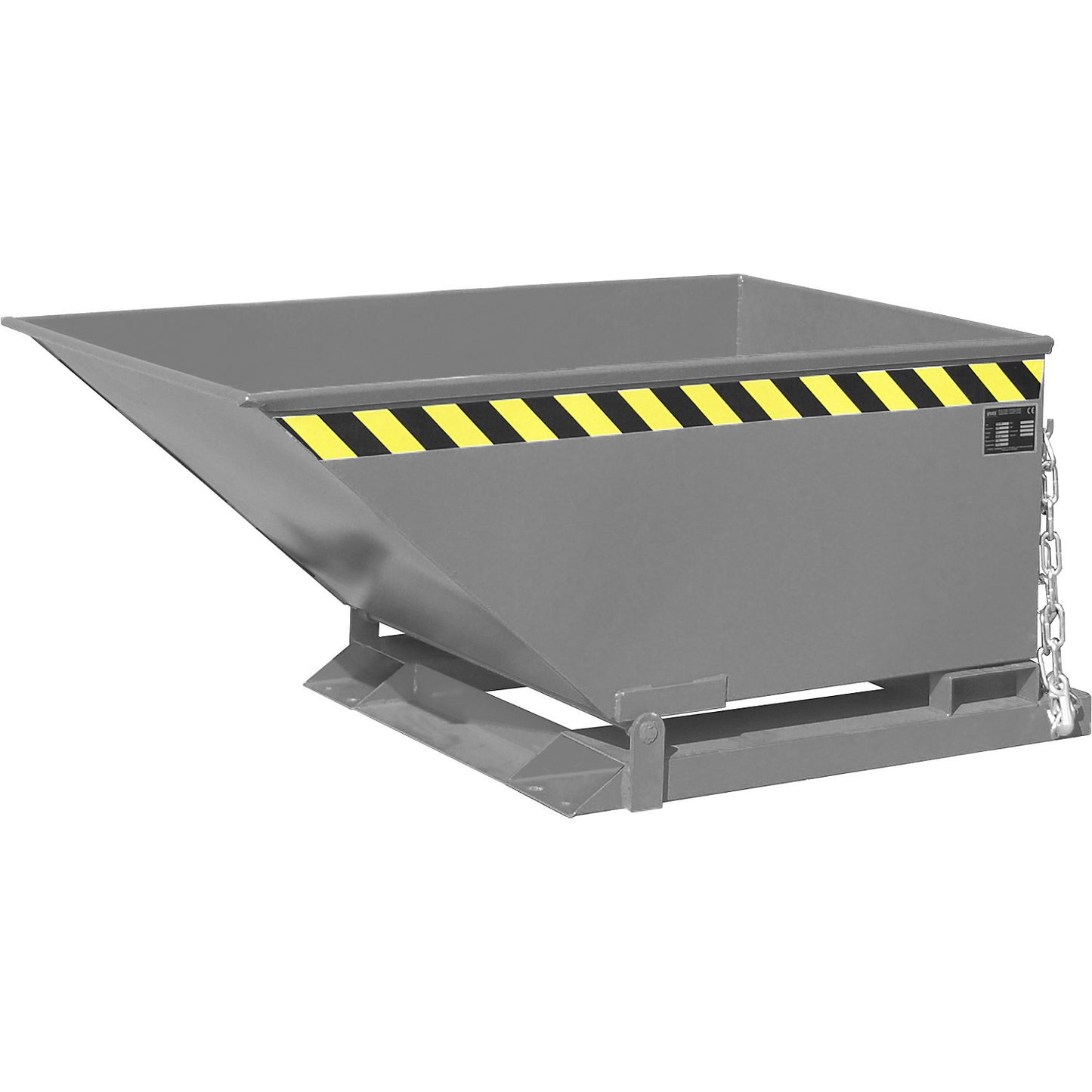 Tilting skip for metal swarf, low profile design, capacity 400 litres, mouse grey.