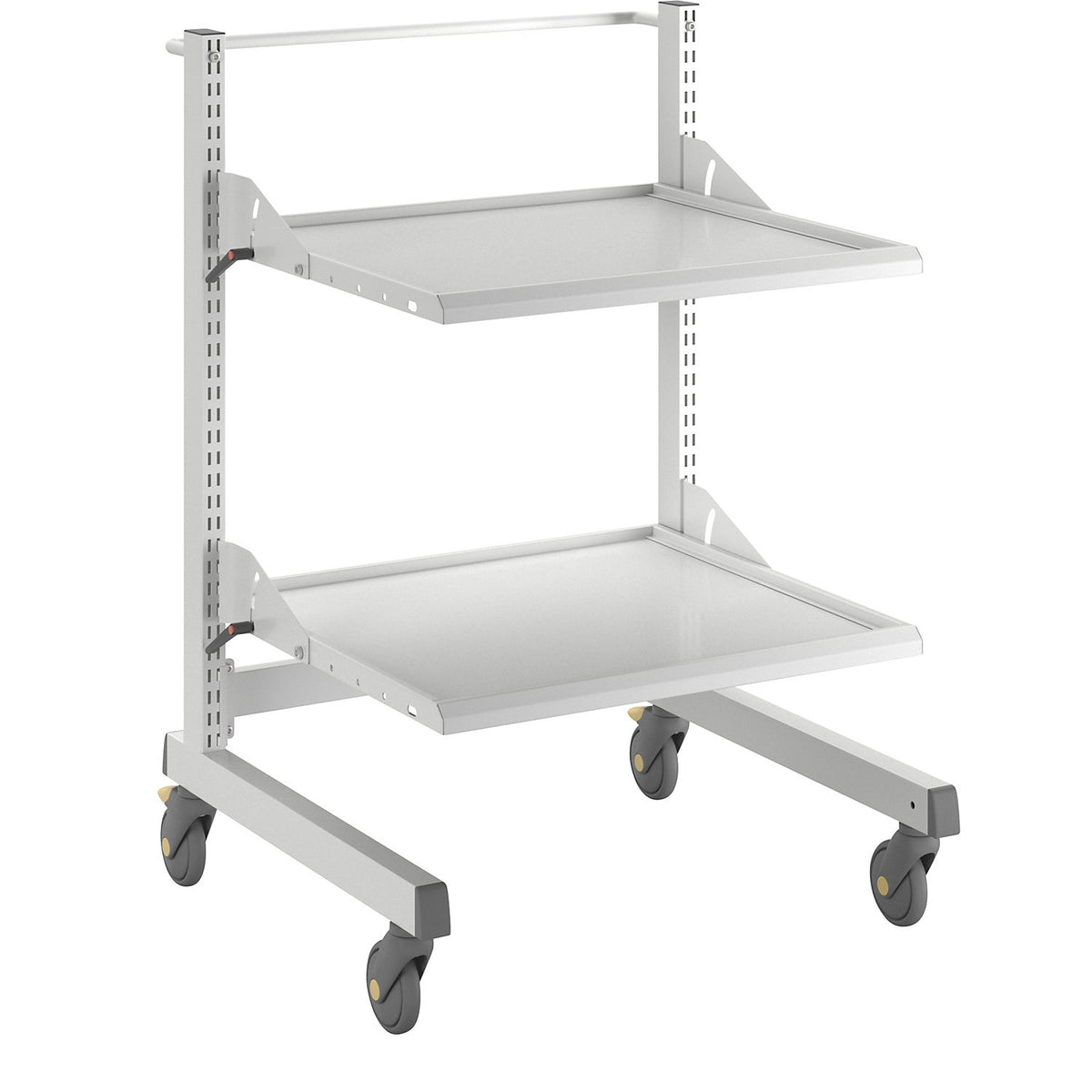 ESD equipment trolley, 2 shelves, length 790 mm.
