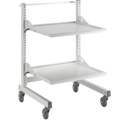 ESD equipment trolley, 2 shelves, length 790 mm.