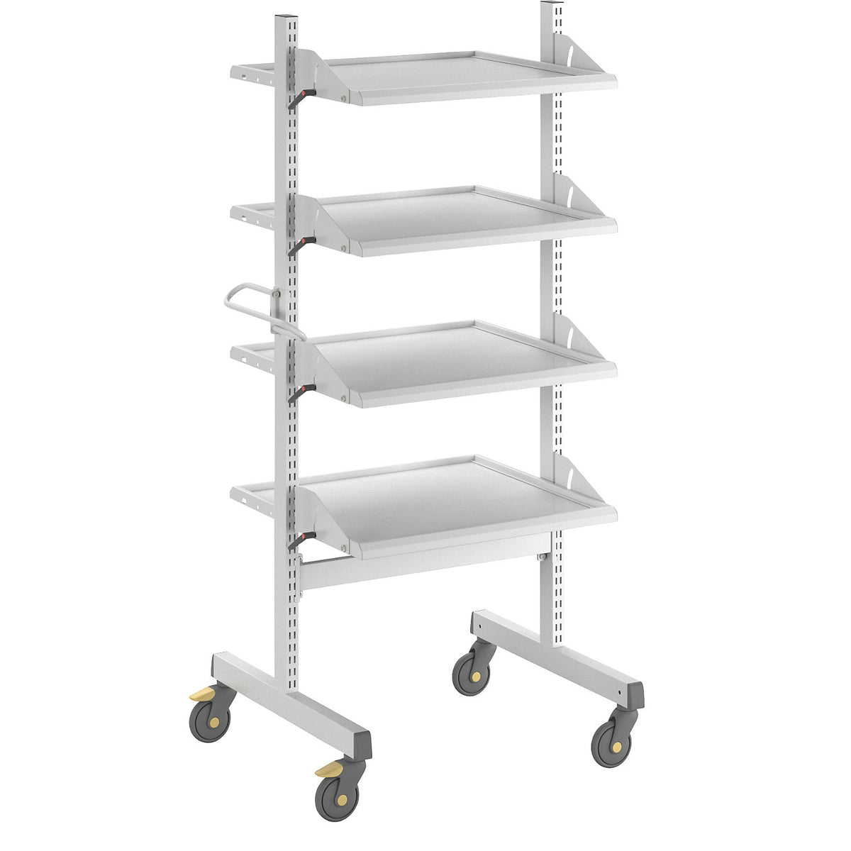 ESD equipment trolley, 4 shelves, length 790 mm.