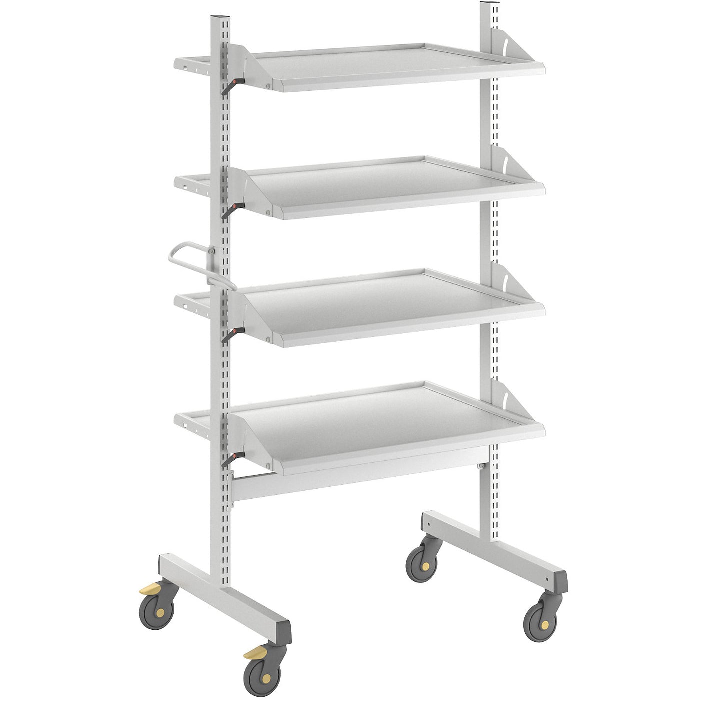 ESD equipment trolley, 4 shelves, length 943 mm.