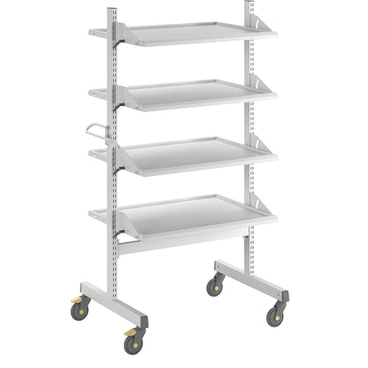 ESD equipment trolley, 4 shelves, length 943 mm.