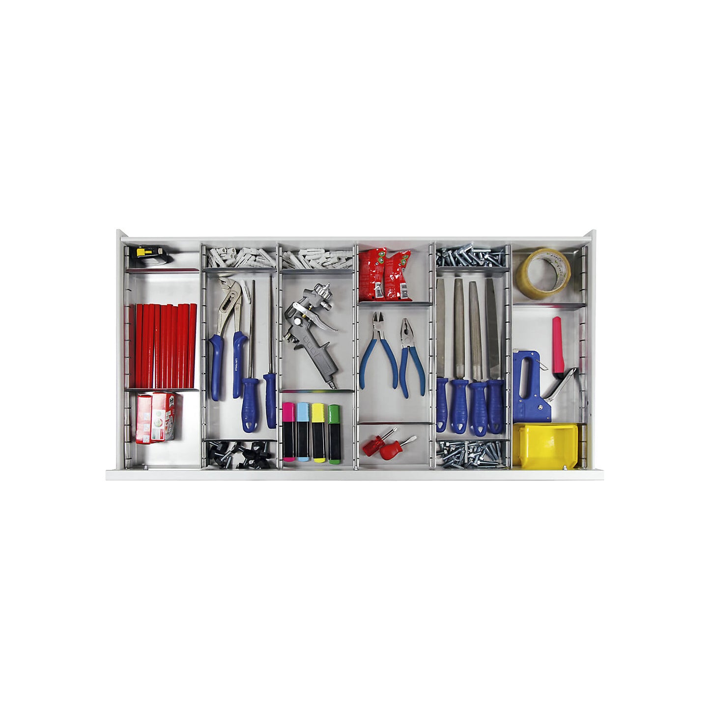 Drawer divider set, for drawer WxH 1000 x 100 mm, 18 parts.