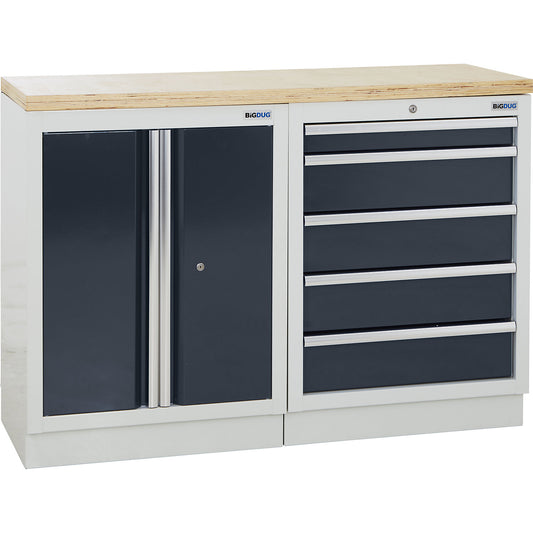 Cupboard system, 1 cupboard, 5 drawers, charcoal.