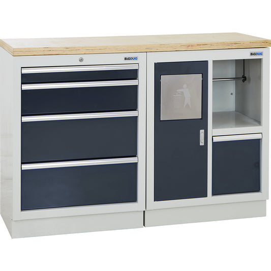 Cupboard system, 4 drawers, 1 cleaning cabinet, charcoal.