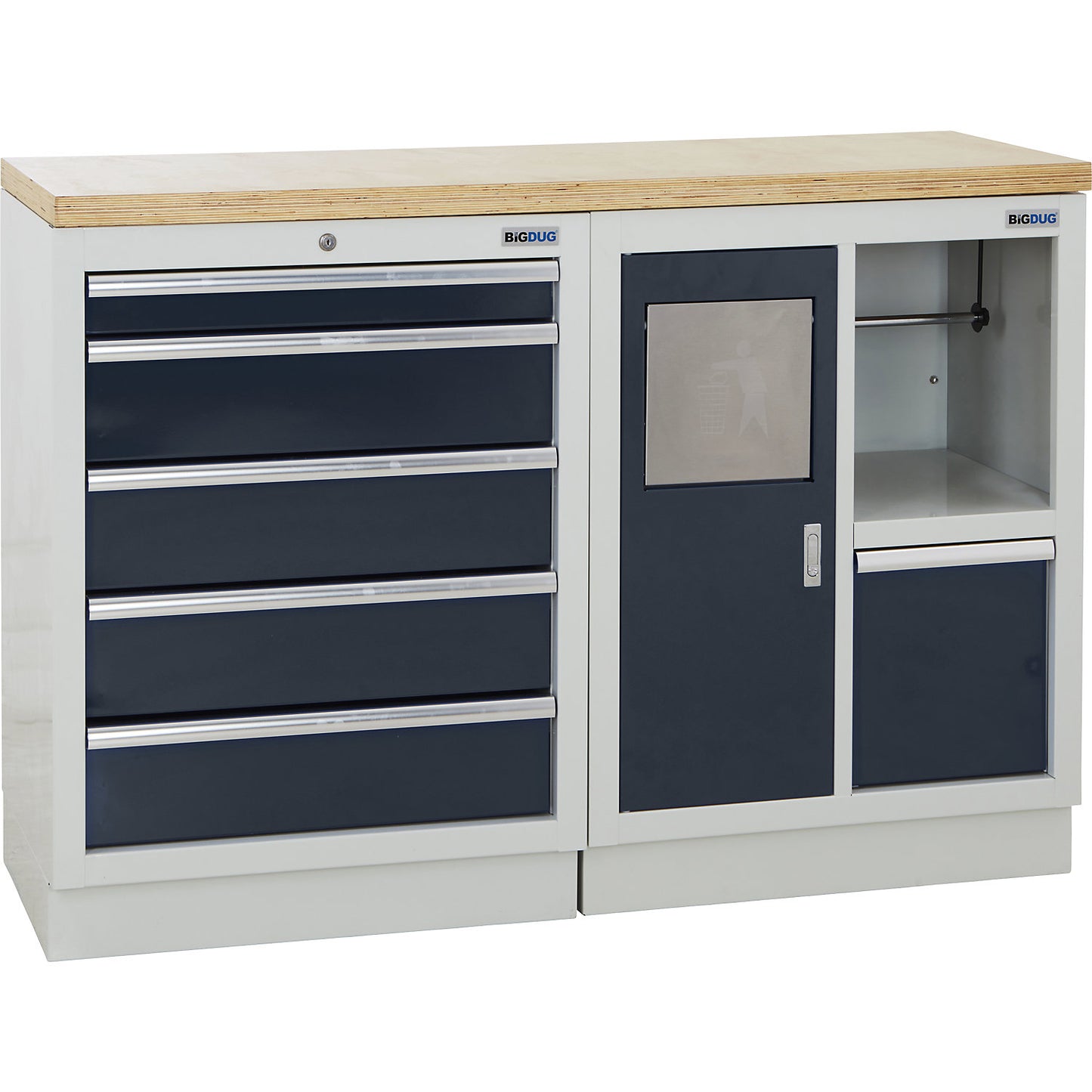 Cupboard system, 5 drawers, 1 cleaning cupboard, charcoal.