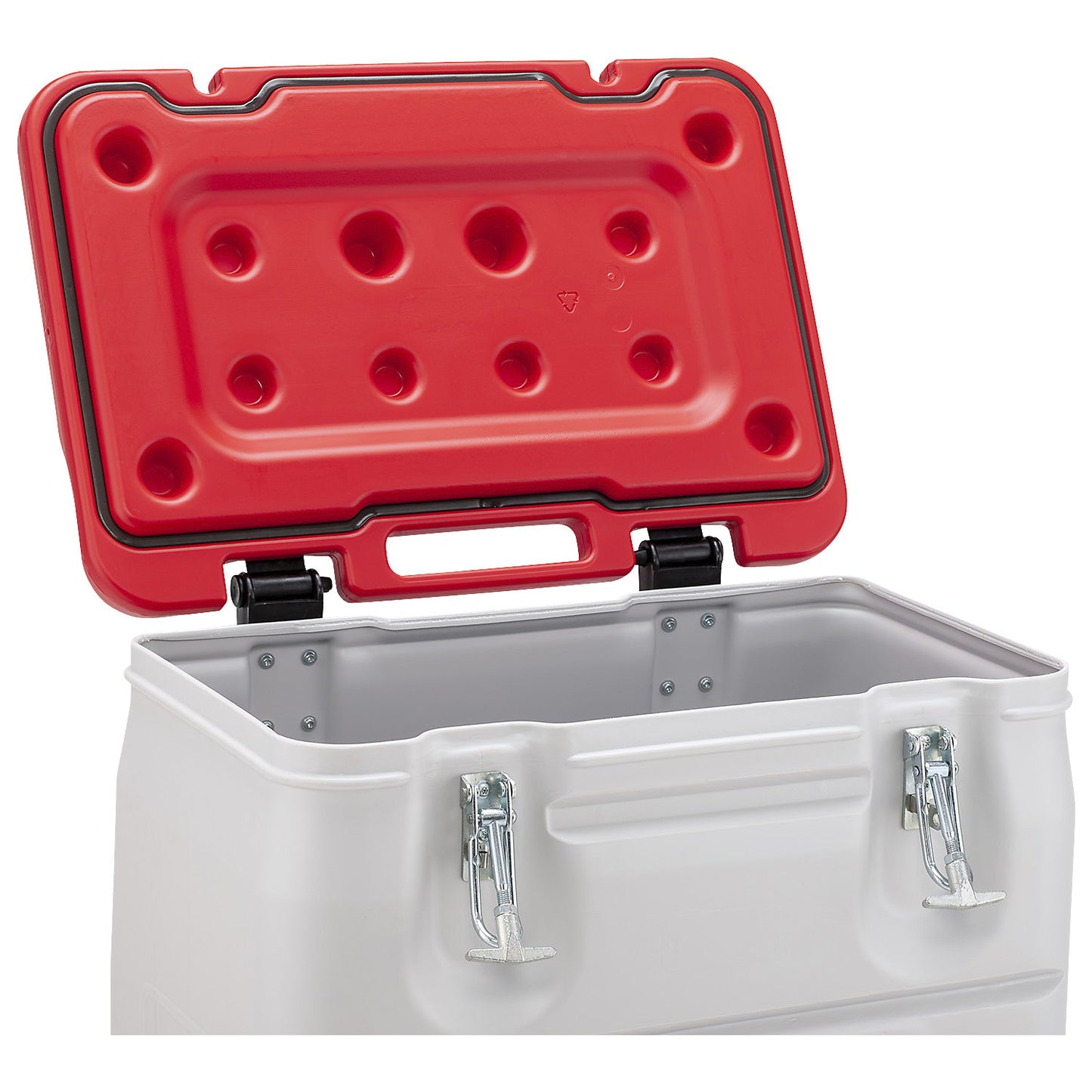 Mobil-Box hazardous materials collection container, capacity 170 l, LxWxH 400 x 600 x 880 mm, red.