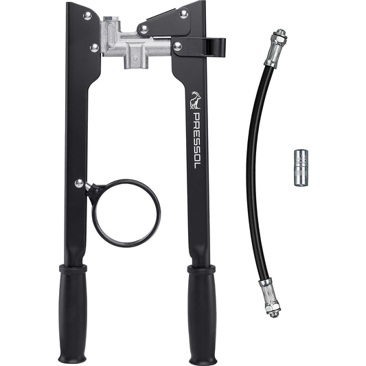 Two-handed grease gun, for greases up to NLGI 2, LxWxH 350 x 195 x 30 mm.
