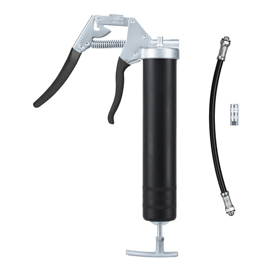 Single-hand grease gun, for 400 g grease cartridge / bulk grease, LxWxH 400 x 165 x 75 mm.