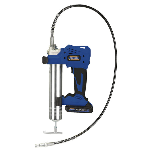 Rechargeable grease gun, for greases up to NLGI 2 at 20 °C, LxWxH 545 x 260 x 100 mm.