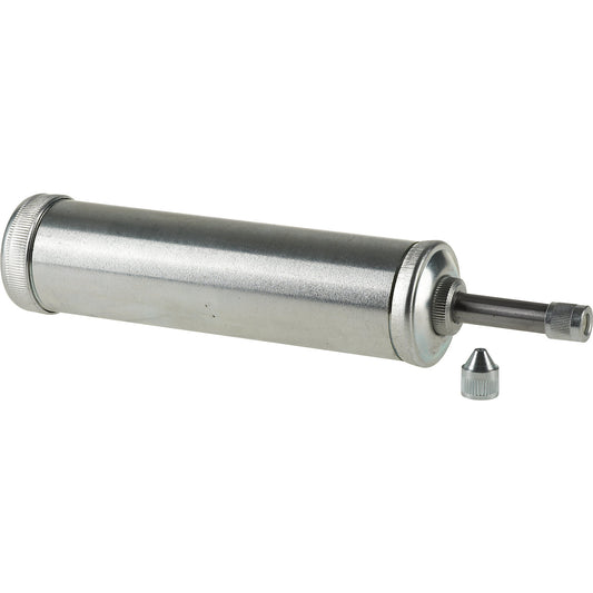 Hand push pump, made of steel, fill capacity 150 ml.