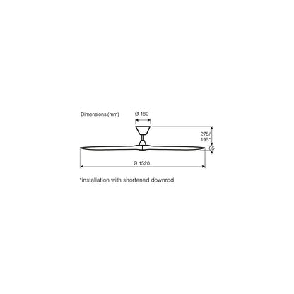 ECO AIRSCREW ceiling fan, rotor blade Ø 1520 mm, grey / chrome.