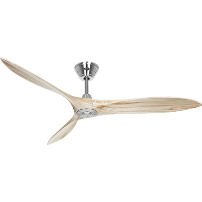 ECO AIRSCREW ceiling fan, rotor blade Ø 1520 mm, natural finish / chrome.