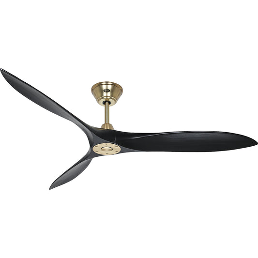 ECO AIRSCREW ceiling fan, rotor blade Ø 1520 mm, matt black / brass.