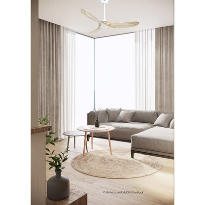 ECO GENUINO ceiling fan, rotor blade Ø 1220 mm, natural finish / matt white.