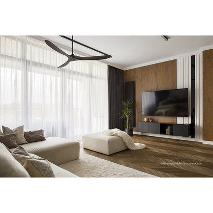 ECO GENUINO ceiling fan, rotor blade Ø 1800 mm, walnut / matt black.