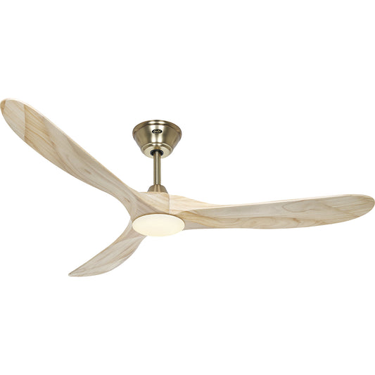 ECO GENUINO-L ceiling fan, rotor blade Ø 1520 mm, natural finish / brass.