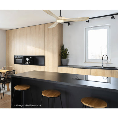 ECO GENUINO-L ceiling fan, rotor blade Ø 1520 mm, natural finish / matt black.