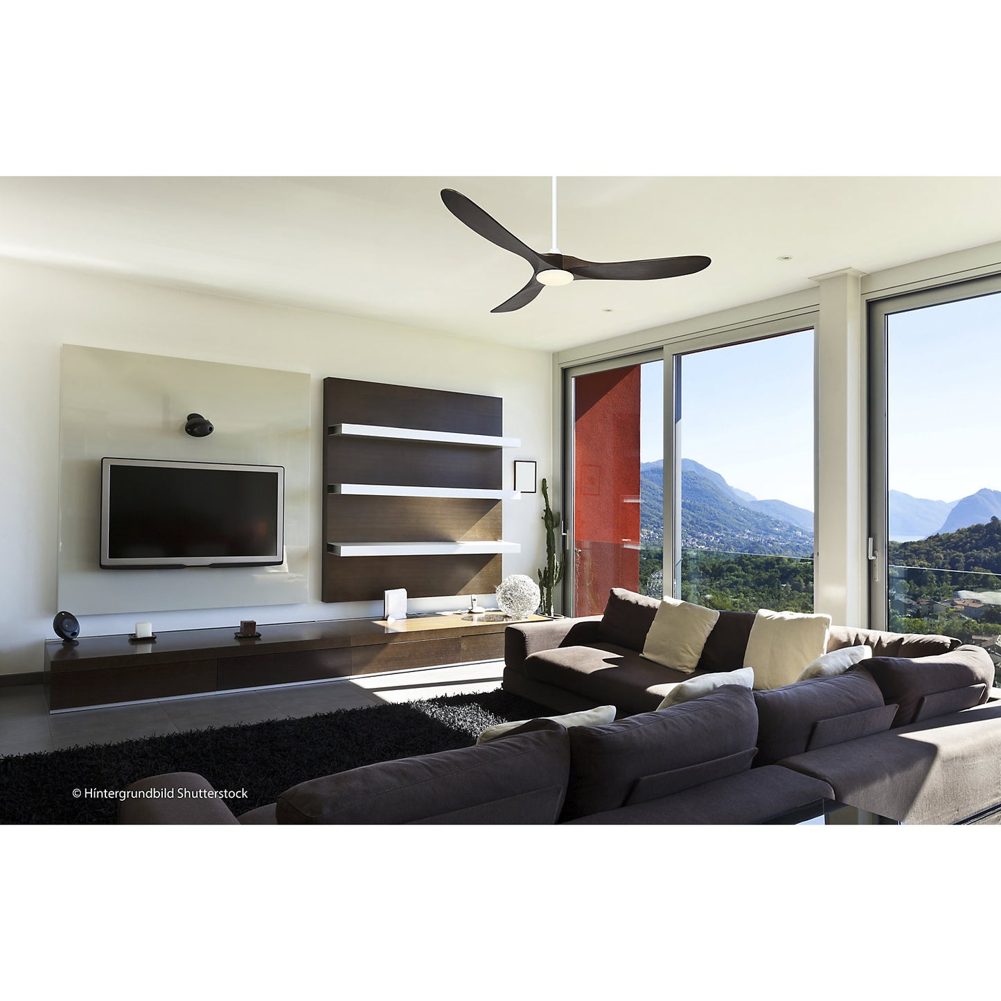 ECO GENUINO-L ceiling fan, rotor blade Ø 1520 mm, walnut / matt white.