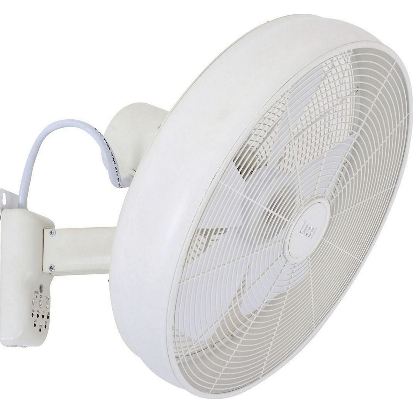 Wall fan with remote control, HxWxD 460 x 460 x 350 mm, white.
