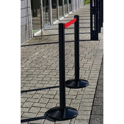 Beltrac EXTEND belt post, aluminium, post black, belt red.