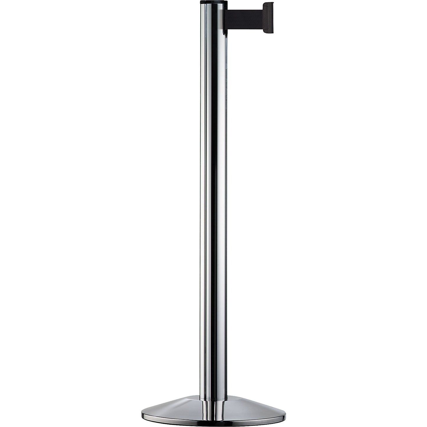 Beltrac EXTEND belt post, aluminium, polished chrome post, belt black.